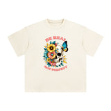 Half Skull & Half Flower Graphic Tee-INNBLAC Fashion Apparel