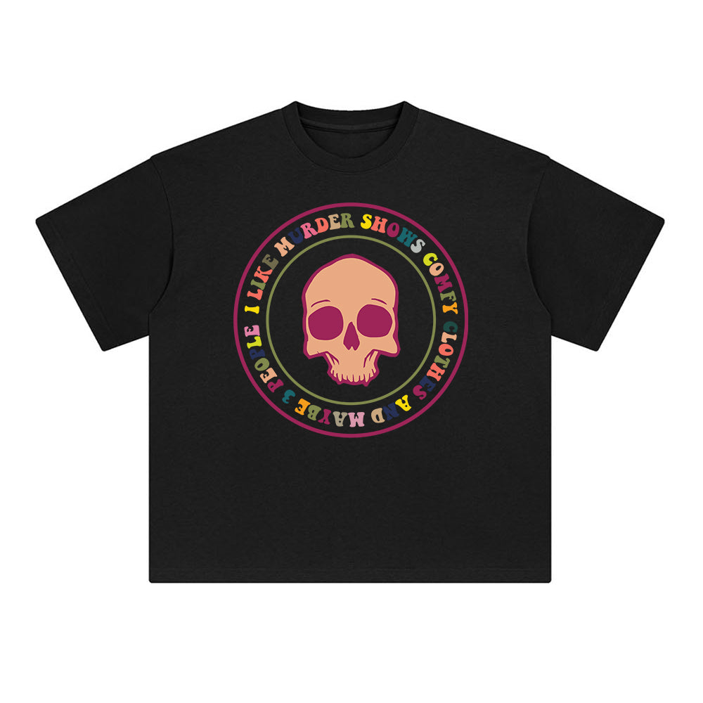 Skull & Slogan Aesthetic Graphic Tee-INNBLAC Fashion Apparel