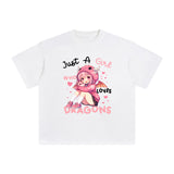 Anime Dragons Girl Graphic Tee-INNBLAC Fashion Apparel