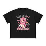 Anime Dragons Girl Graphic Tee-INNBLAC Fashion Apparel