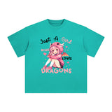 Anime Dragons Girl Graphic Tee-INNBLAC Fashion Apparel