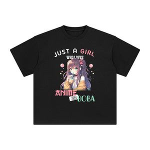 Anime Girl & Boba Royal Blue Graphic Tee-INNBLAC Fashion Apparel