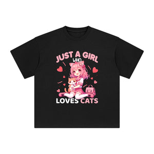 Anime Girl & Cat Graphic Tee-INNBLAC Fashion Apparel