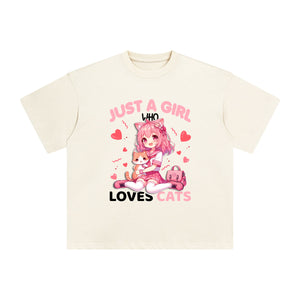 Anime Girl & Cat Graphic Tee-INNBLAC Fashion Apparel