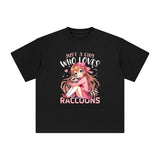 Anime Girl & Raccoons Graphic Tee-INNBLAC Fashion Apparel