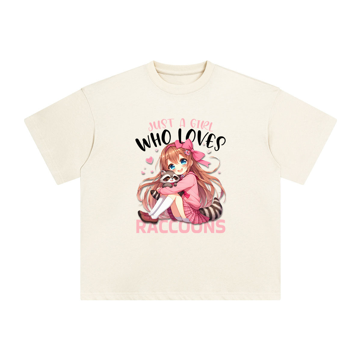 Anime Girl & Raccoons Graphic Tee-INNBLAC Fashion Apparel