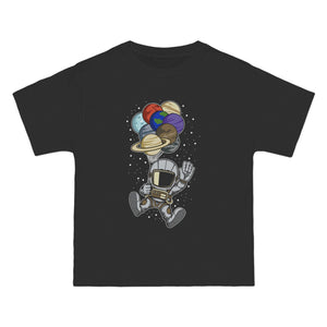 Astronaut Baloon Planets Graphic Tee-INNBLAC Fashion Apparel