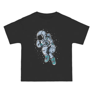 Astronaut Basketball Cartoon Graphic Tee-INNBLAC Fashion Apparel