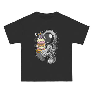 Astronaut Birthday Cake Graphic Tee-INNBLAC Fashion Apparel