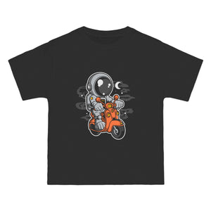 Astronaut Orange Scooter Graphic Tee-INNBLAC Fashion Apparel