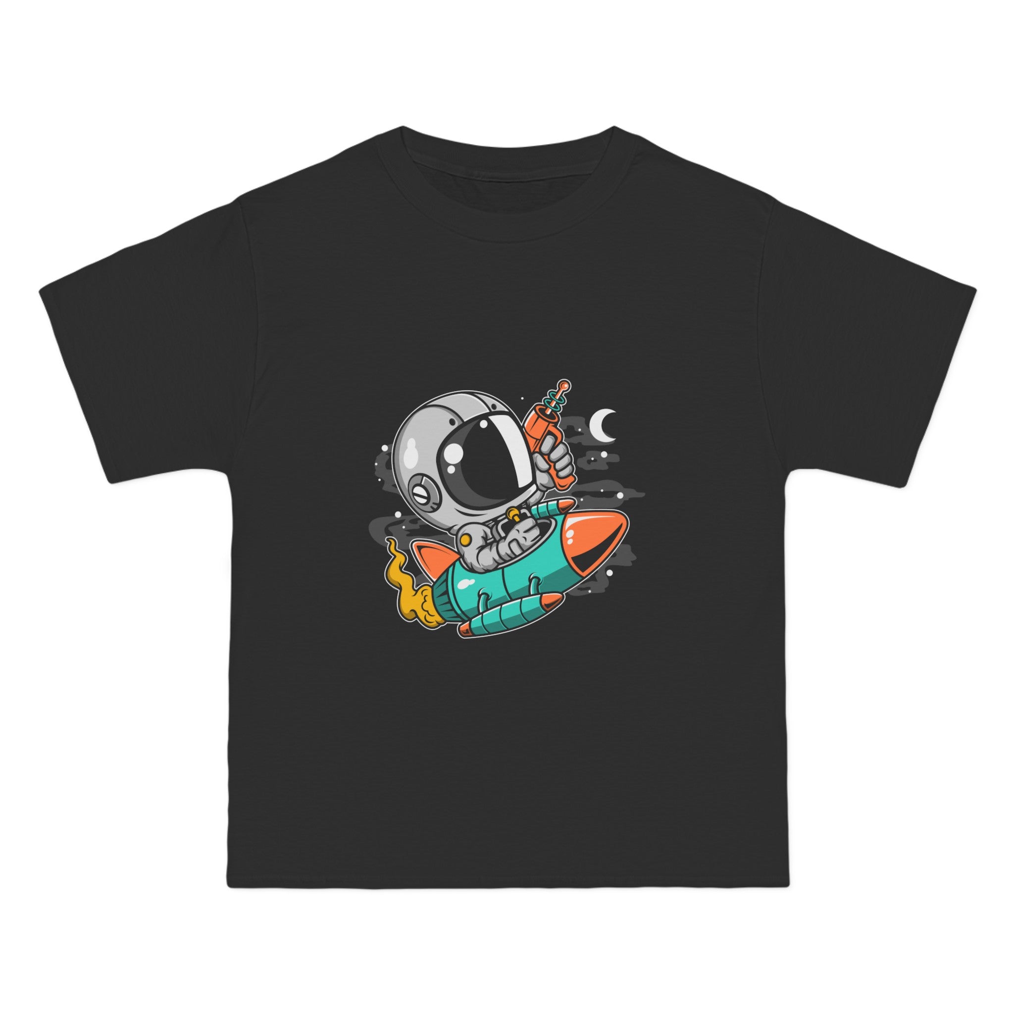 Astronaut Riding Rocket Graphic Tee-INNBLAC Fashion Apparel