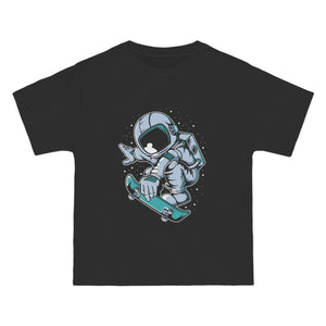 Astronaut Skateboard Jump Graphic Tee-INNBLAC Fashion Apparel