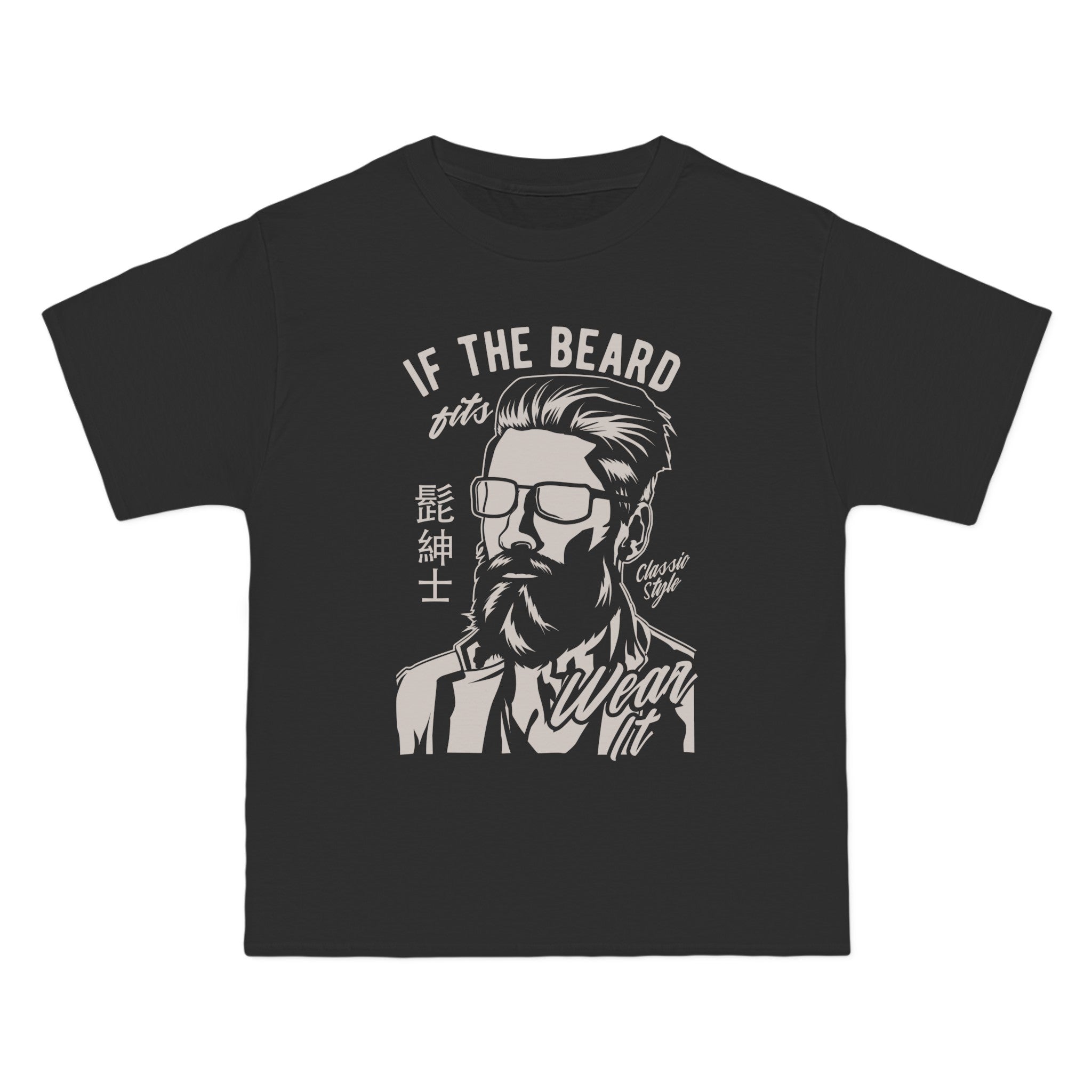 Bearded Gentleman Chinese Characters Graphic Tee-INNBLAC Fashion Apparel