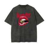 Bloodykiss Graphic Washed T Shirt-INNBLAC Fashion Apparel