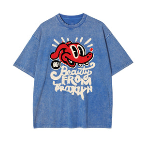 Chinese Character Cartoon Graphic Tee-INNBLAC Fashion Apparel