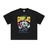 Clever Garlic Cartoon Graphic Tee-INNBLAC Fashion Apparel