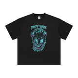 Crazy Wolf Punk Graphic Tee-INNBLAC Fashion Apparel