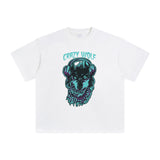 Crazy Wolf Punk Graphic Tee-INNBLAC Fashion Apparel