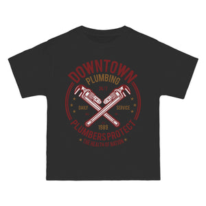 Downtown Plumbing Retro Graphic Tee-INNBLAC Fashion Apparel