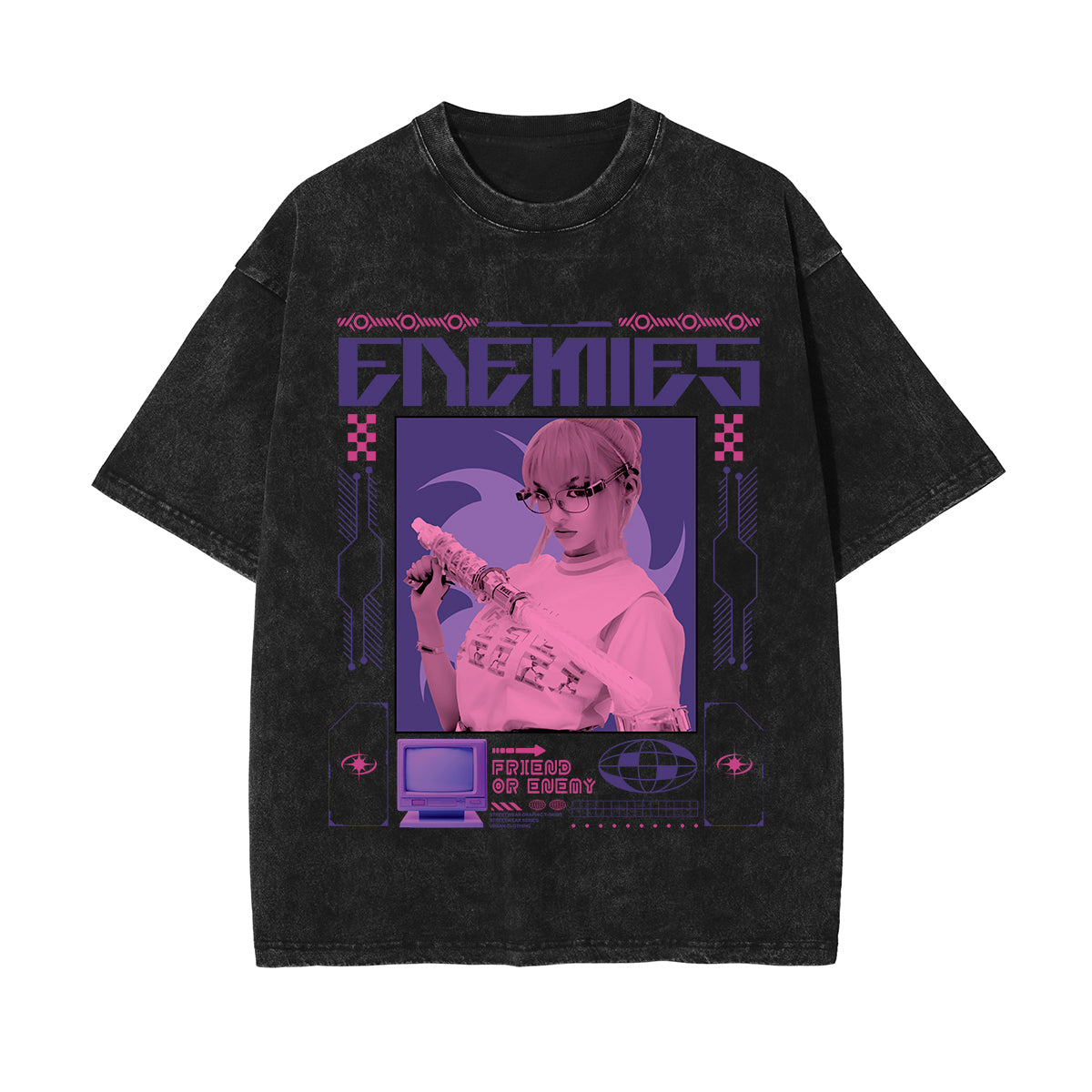 Enemies Y2K Streetwear Graphic Tee-INNBLAC Fashion Apparel