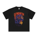 Flying Witch Halloween Graphic Tee-INNBLAC Fashion Apparel