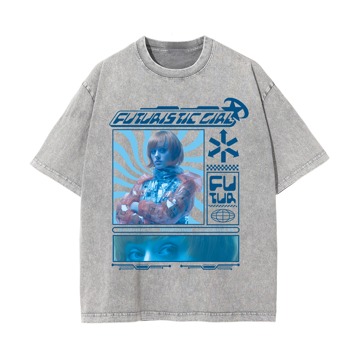 Futuristic Girl Y2k Streetwear Graphic Tee Men's Thick Tee