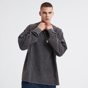 Stone Wash Loose Fit Sweatshirt-INNBLAC Fashion Apparel