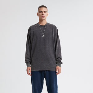 Stone Wash Loose Fit Sweatshirt-INNBLAC Fashion Apparel