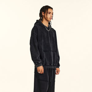 Heavyweight Washed Rough Edge Hoodie-INNBLAC Fashion Apparel