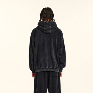 Heavyweight Washed Rough Edge Hoodie-INNBLAC Fashion Apparel