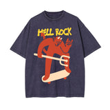 Hell Rock Washed Graphic Tee-INNBLAC Fashion Apparel