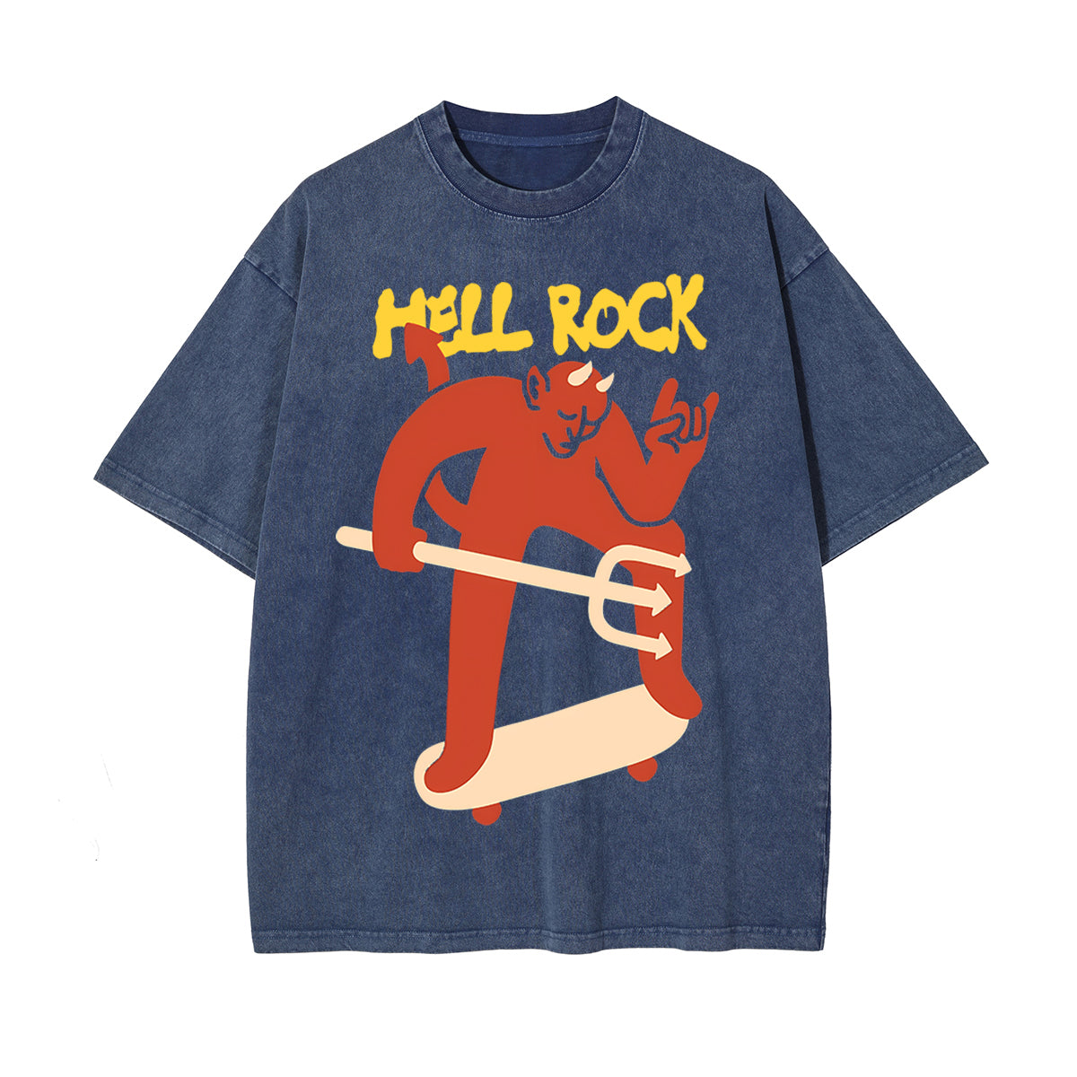 Hell Rock Washed Graphic Tee-INNBLAC Fashion Apparel