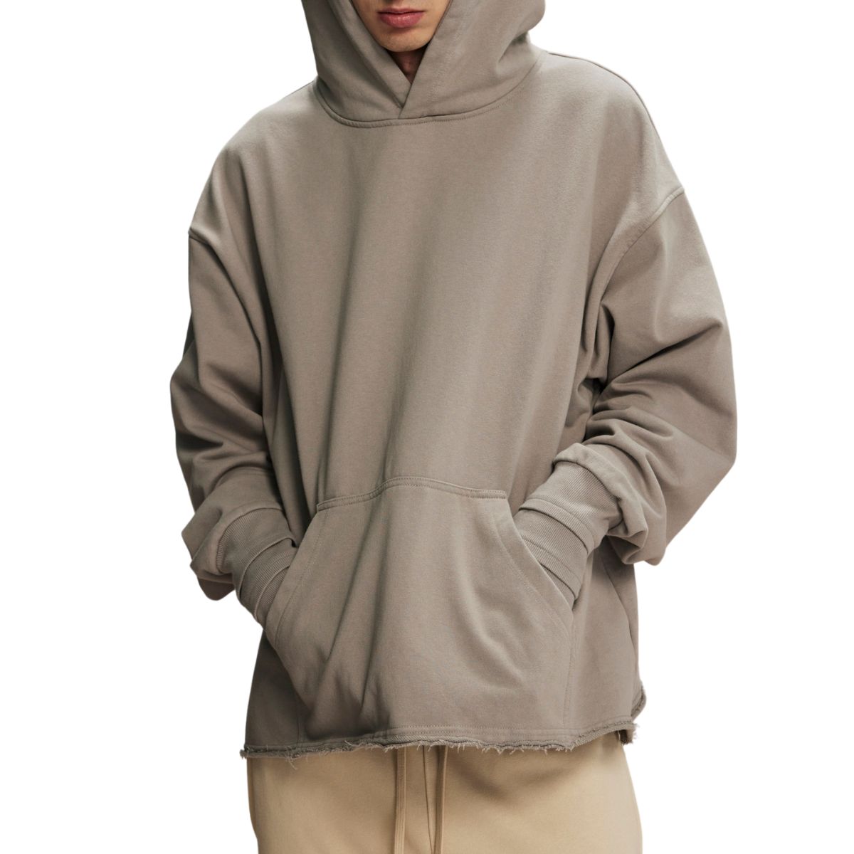 Raw Edge Hem Thumb Holes Hoodie-INNBLAC Fashion Apparel