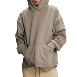 Raw Edge Hem Thumb Holes Hoodie-INNBLAC Fashion Apparel