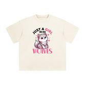 Lovely Wolves Cartoon Graphic Tee-INNBLAC Fashion Apparel