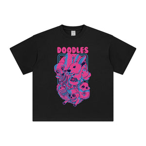 Pink Doodles Aesthetic Graphic Tee-INNBLAC Fashion Apparel