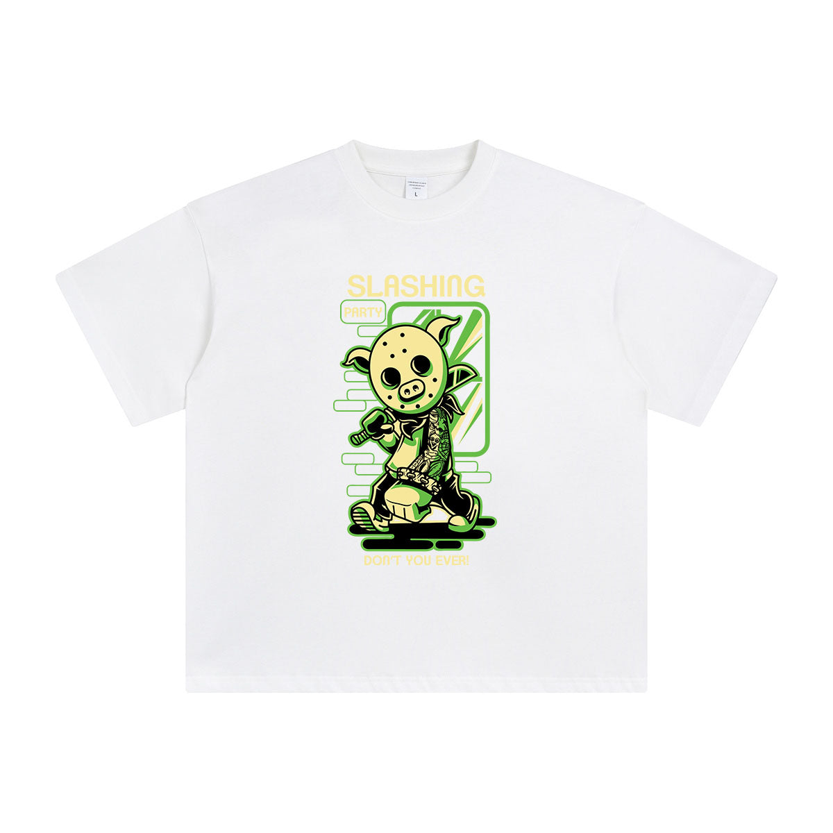 SLASHING Pig Mask Graphic Tee-INNBLAC Fashion Apparel