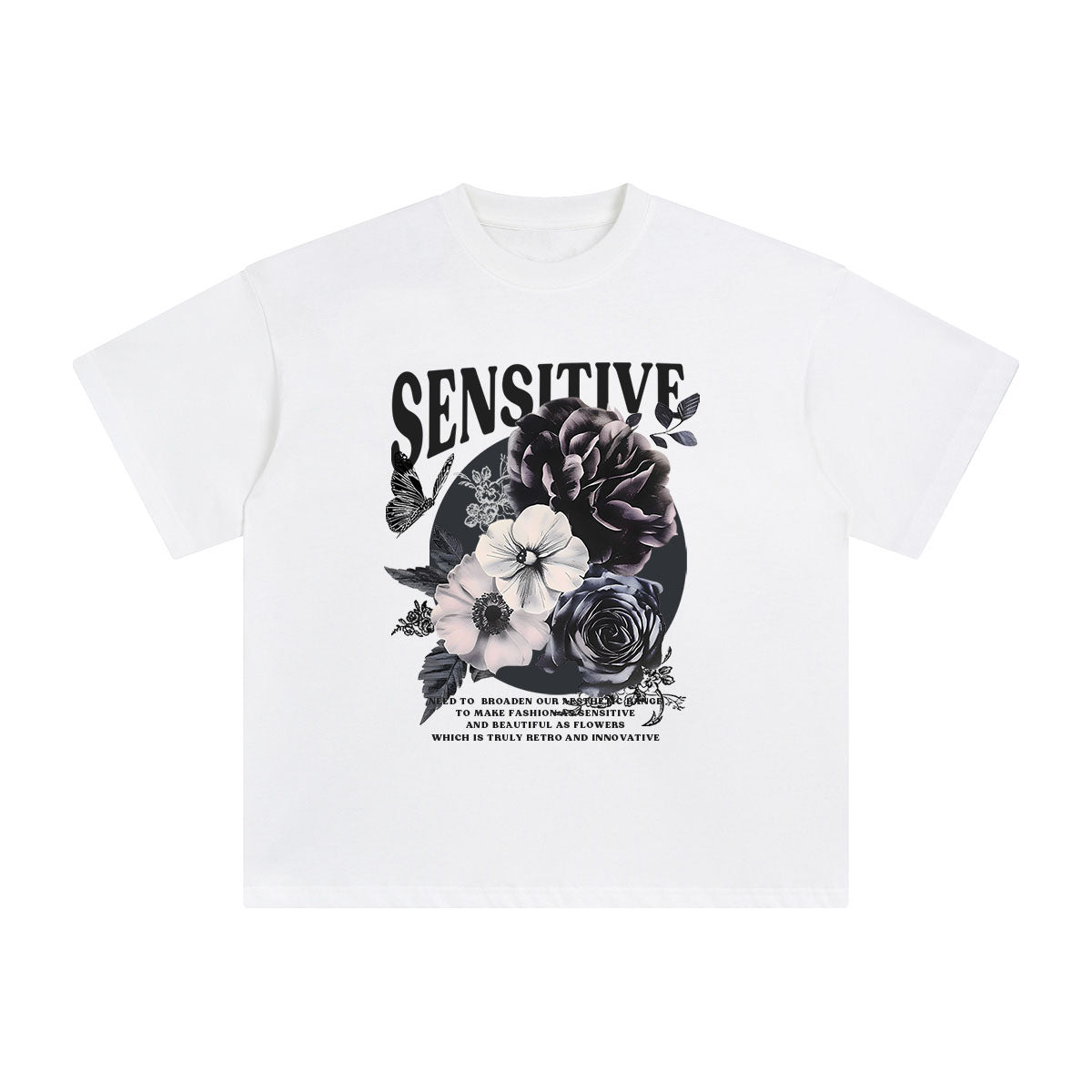 Sensitive Blossom Aesthetic Graphic Tee-INNBLAC Fashion Apparel