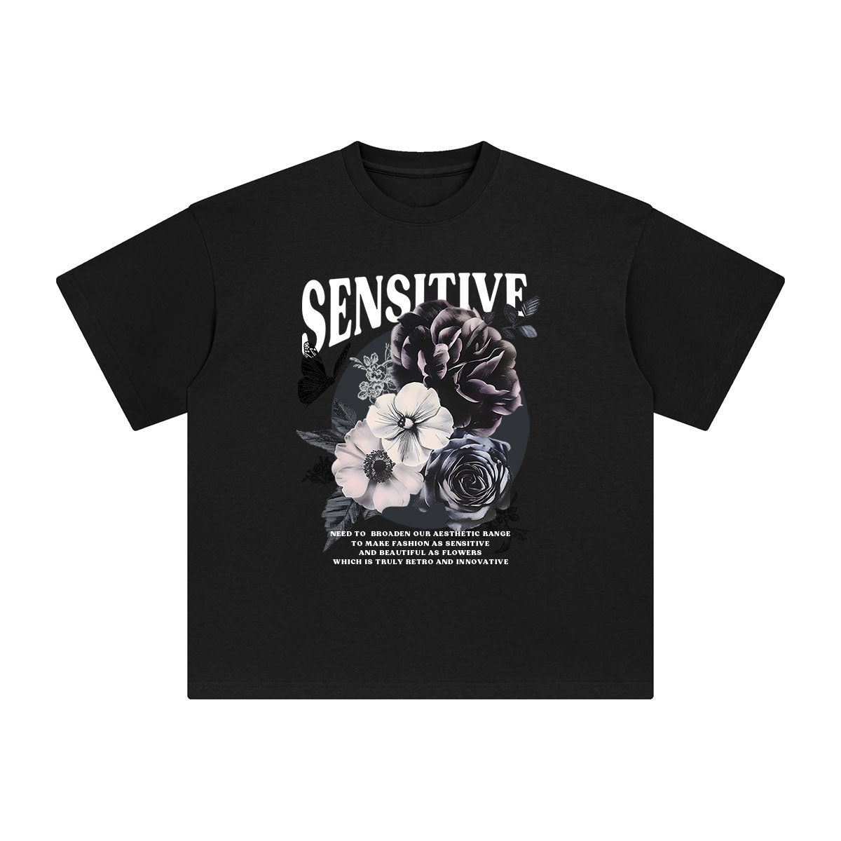 Sensitive Blossom Aesthetic Graphic Tee-INNBLAC Fashion Apparel