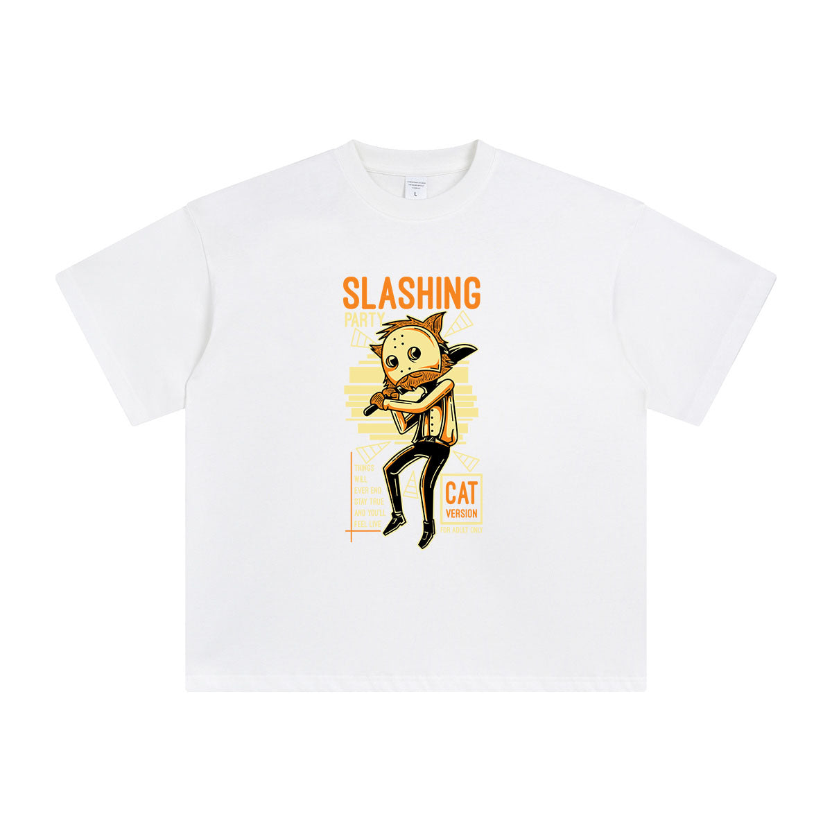 Slashing Party Cat Graphic Tee-INNBLAC Fashion Apparel