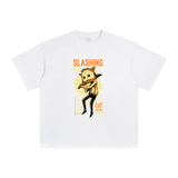 Slashing Party Cat Graphic Tee-INNBLAC Fashion Apparel