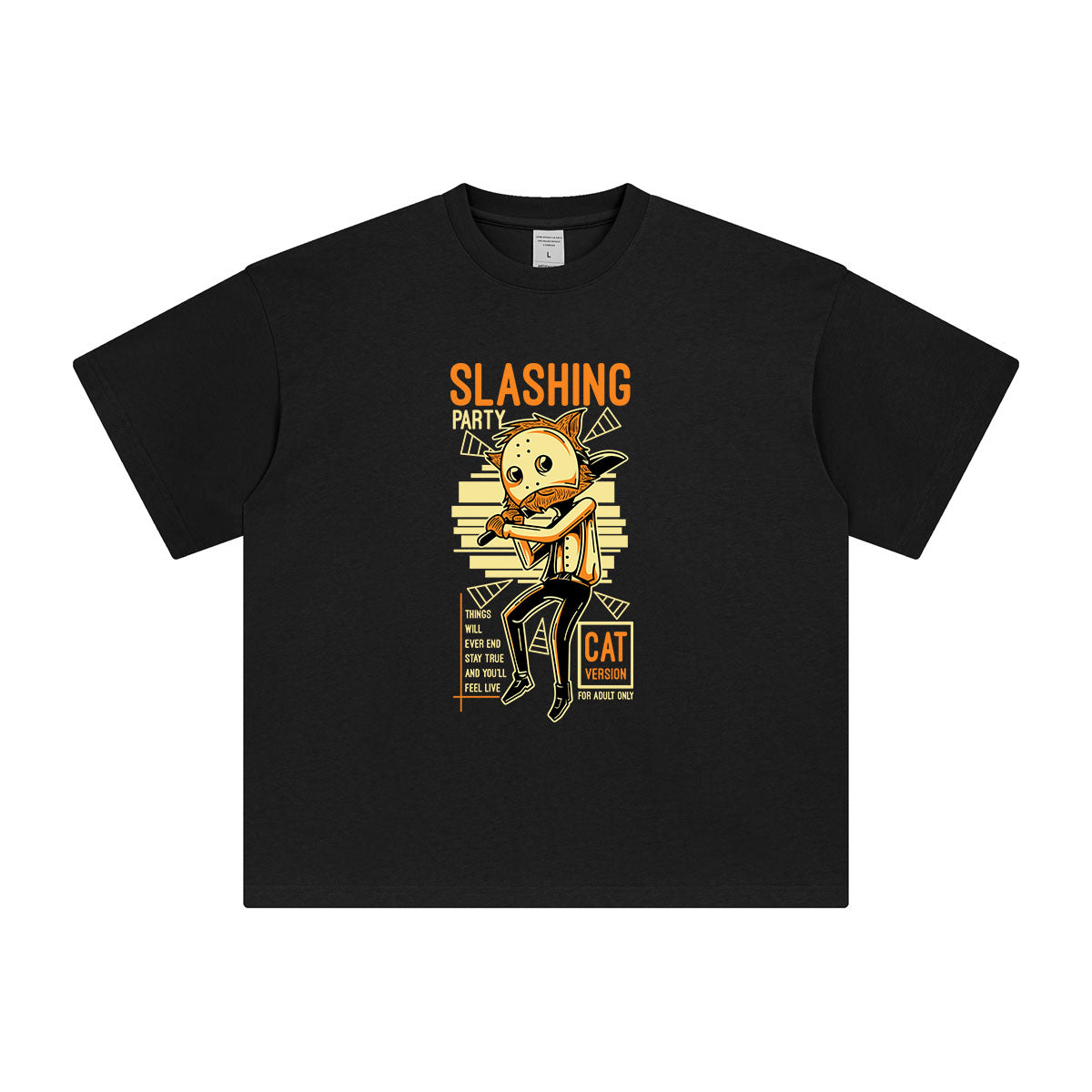 Slashing Party Cat Graphic Tee-INNBLAC Fashion Apparel