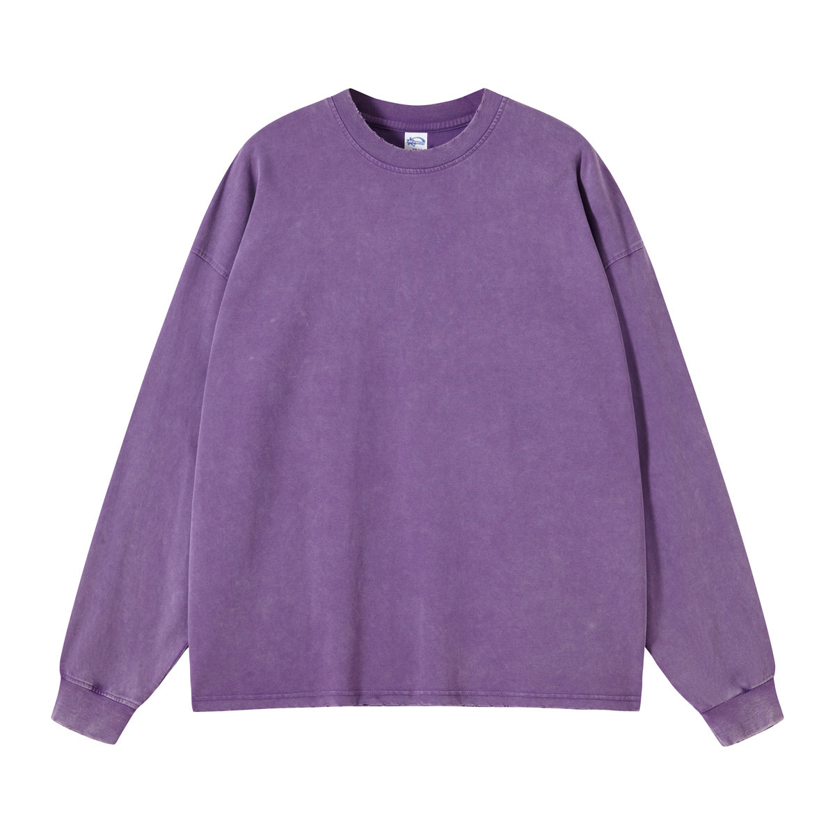 Women's Stone Wash Long Sleeve T Shirt Baggy Faded