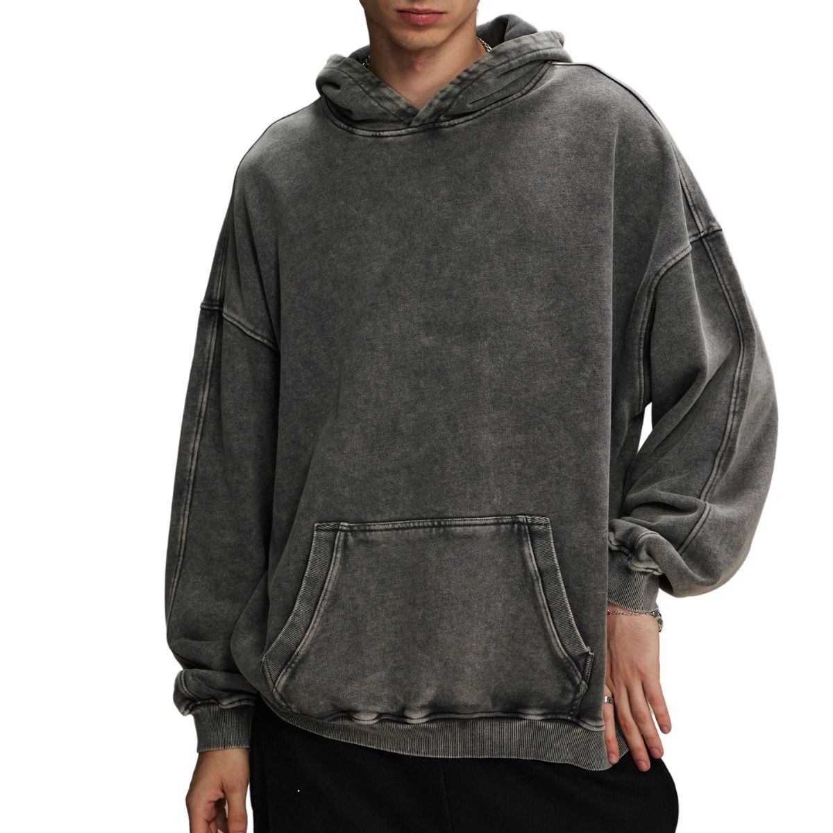 Washed Distressed Thick Hoodie-INNBLAC Fashion Apparel