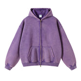 Women's Washed Double Slider Zip Hoodie-INNBLAC Fashion Apparel