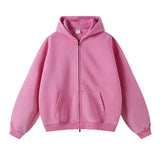 Washed Double Slider Zip Hoodie-INNBLAC Fashion Apparel