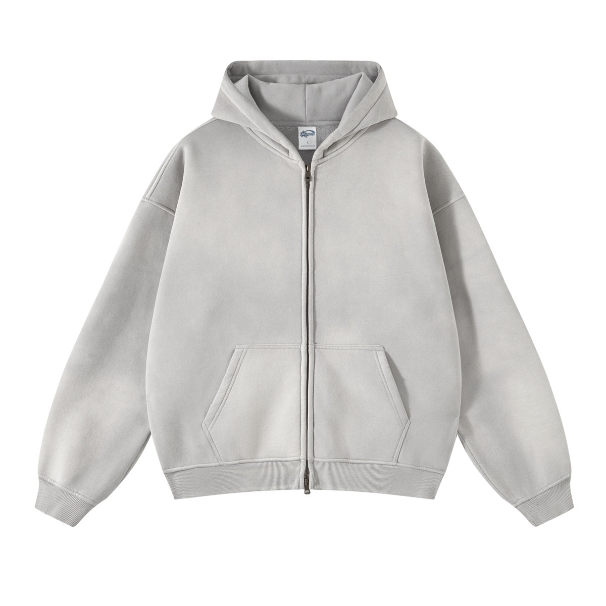 Washed Double Slider Zip Hoodie-INNBLAC Fashion Apparel