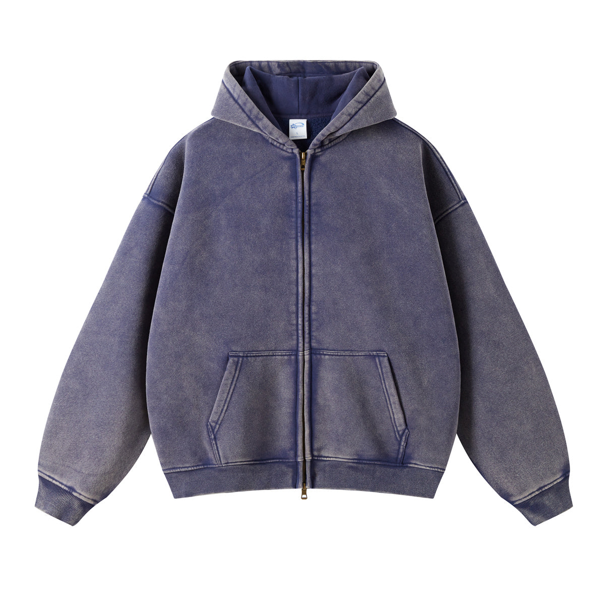 Washed Double Slider Zip Hoodie-INNBLAC Fashion Apparel