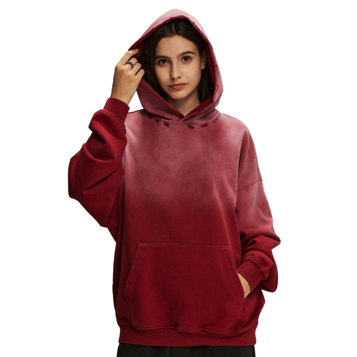 Women's Washed Faded Distressed Hoodie-INNBLAC Fashion Apparel