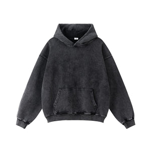 Washed Faded French Terry Hoodie-INNBLAC Fashion Apparel